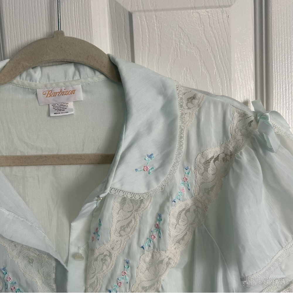 Light Blue Nightgown with Lace Trim - Picture 5 of 6